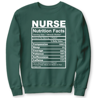 Nurse Nutrition Facts Cute Gift For Nurse Cotton Pullover Sweatshirt