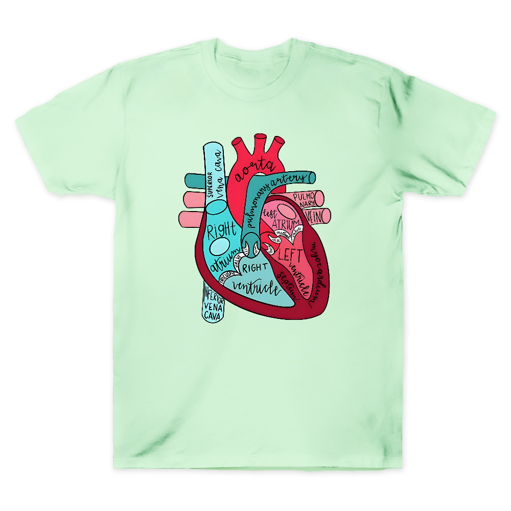 Labeled Anatomical Heart Cotton Doctor T-shirt