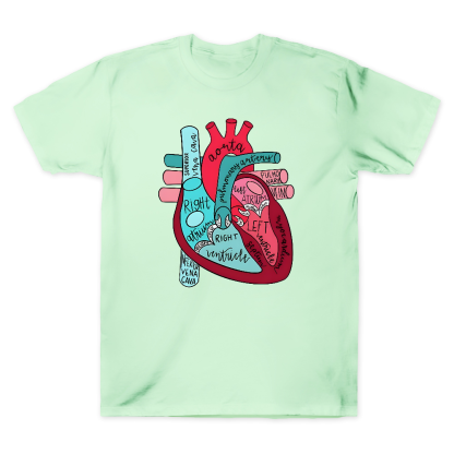 Labeled Anatomical Heart Cotton Doctor T-shirt