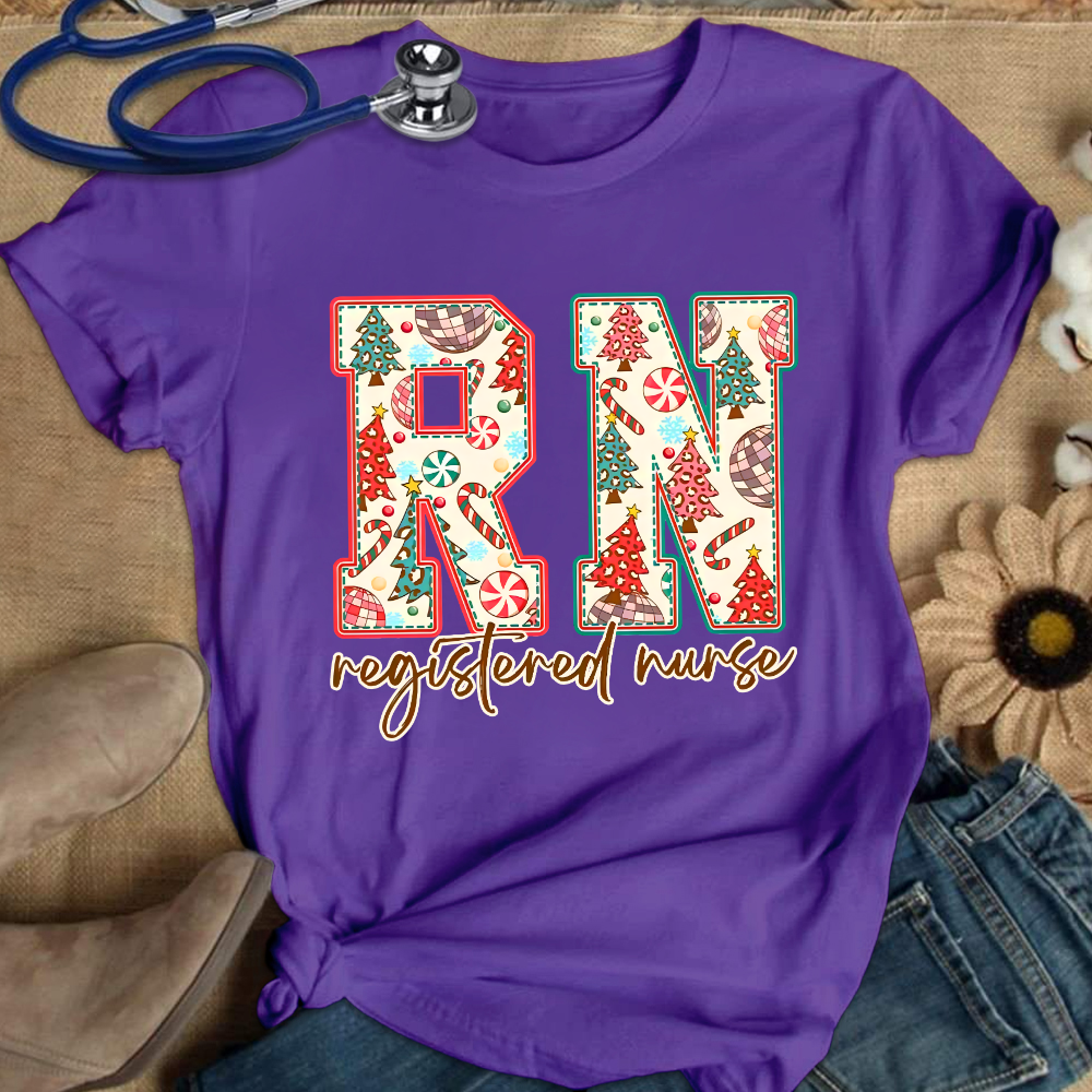 Christmas Registered Nurse Cotton Nurse T-shirt