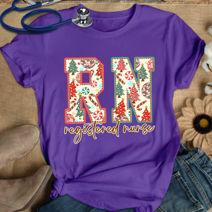 Christmas Registered Nurse Cotton Nurse T-shirt