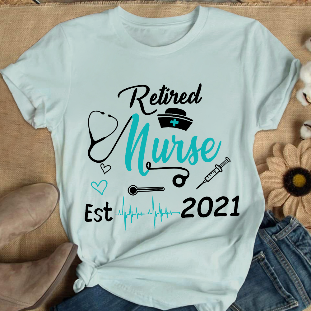 Personalized Nursing Retirement Est 2021 Cotton Nurse T-shirt