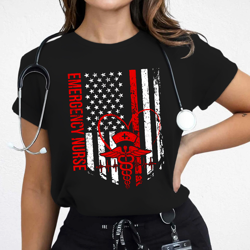 RN Nurse Flag Cotton Nurse T-shirt