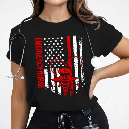 RN Nurse Flag Cotton Nurse T-shirt