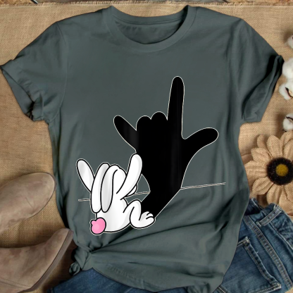 Cute Bunny Powerful Message Sign Language Gift Cotton Nurse T-shirt