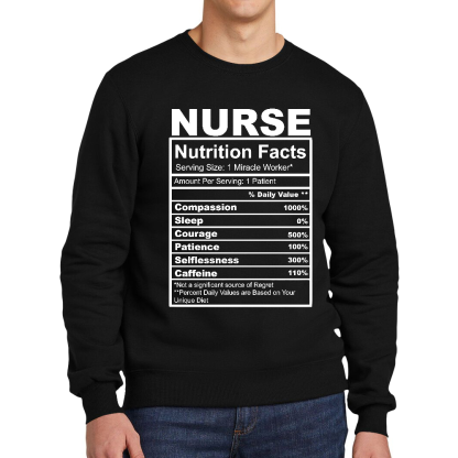 Nurse Nutrition Facts Cute Gift For Nurse Cotton Pullover Sweatshirt