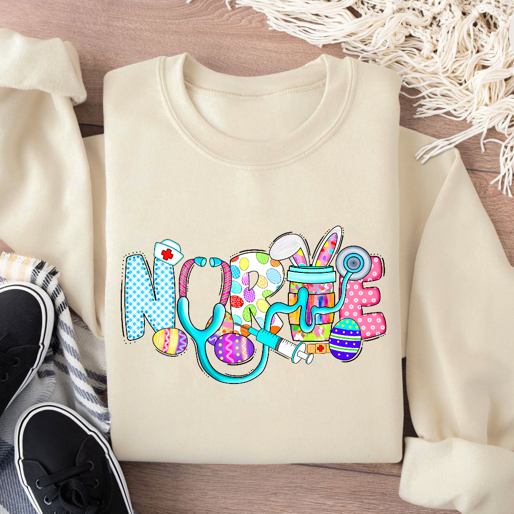 Easter Gnomes Cute Bunny Cotton Pullover Sweatshirt