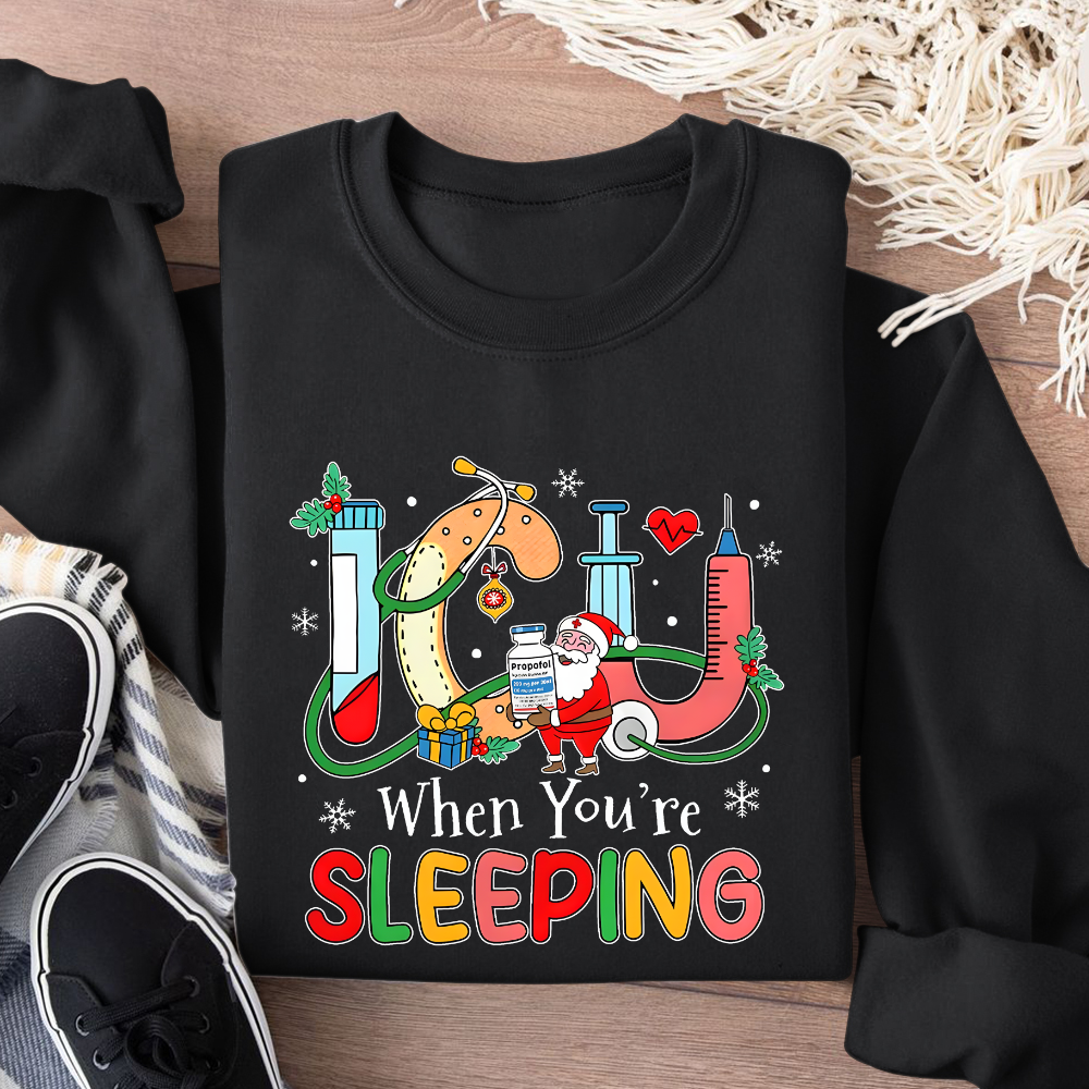 ICU When You're Sleeping Cotton Pullover Sweatshirt