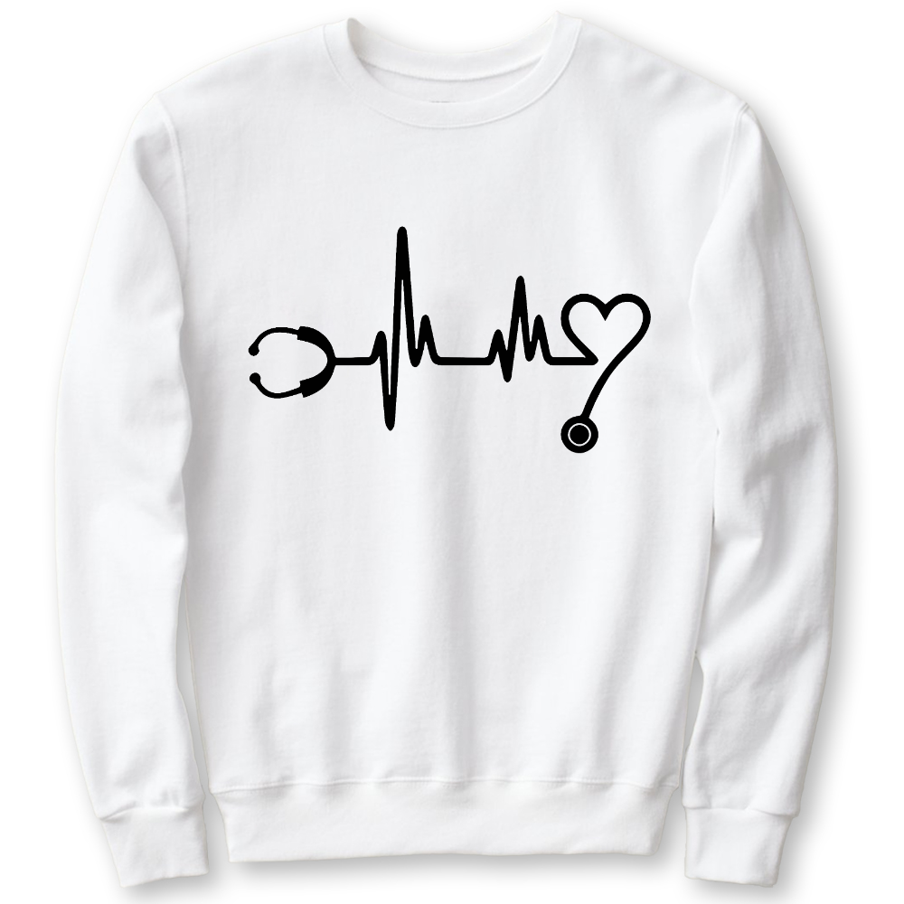 Stethoscope And Electrocardiogram Cotton Pullover Sweatshirt