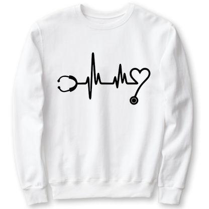 Stethoscope And Electrocardiogram Cotton Pullover Sweatshirt