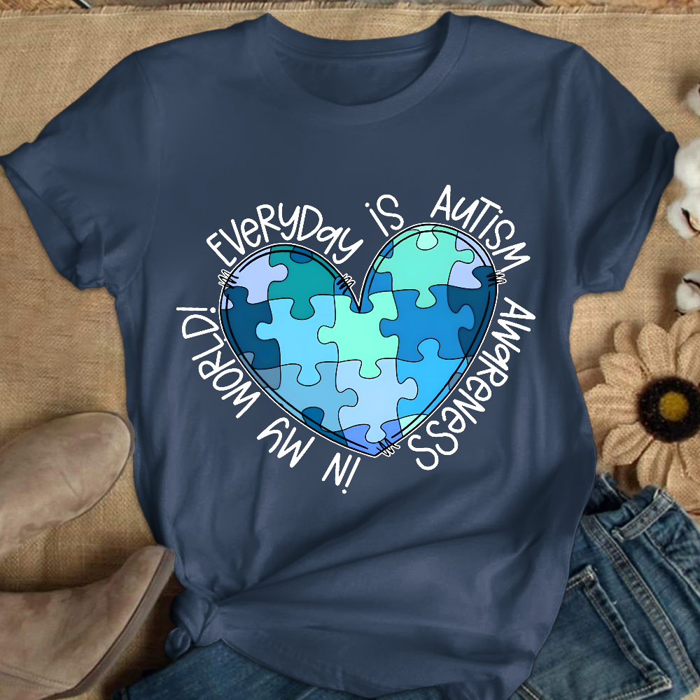 In My World Every Day Is Autism Awareness Cotton Nurse T-shirt