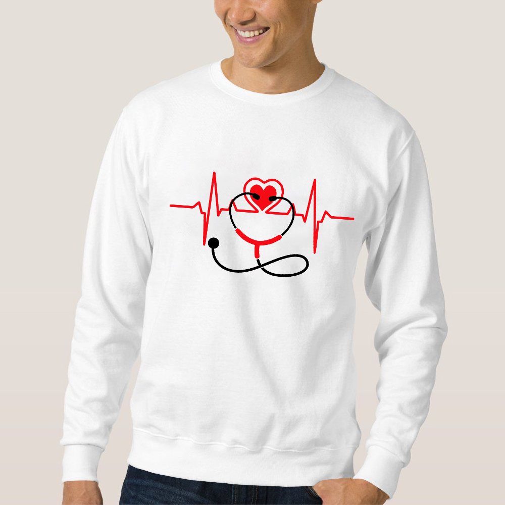 Funny Heart Beats Cotton Pullover Sweatshirt