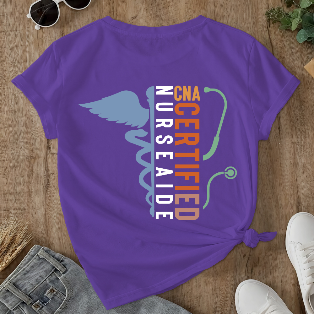 Certified Nursing Assistant Double-Sided Cotton Printed T-Shirt