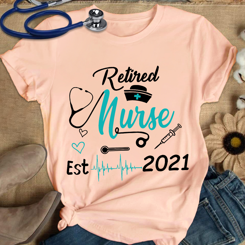 Personalized Nursing Retirement Est 2021 Cotton Nurse T-shirt