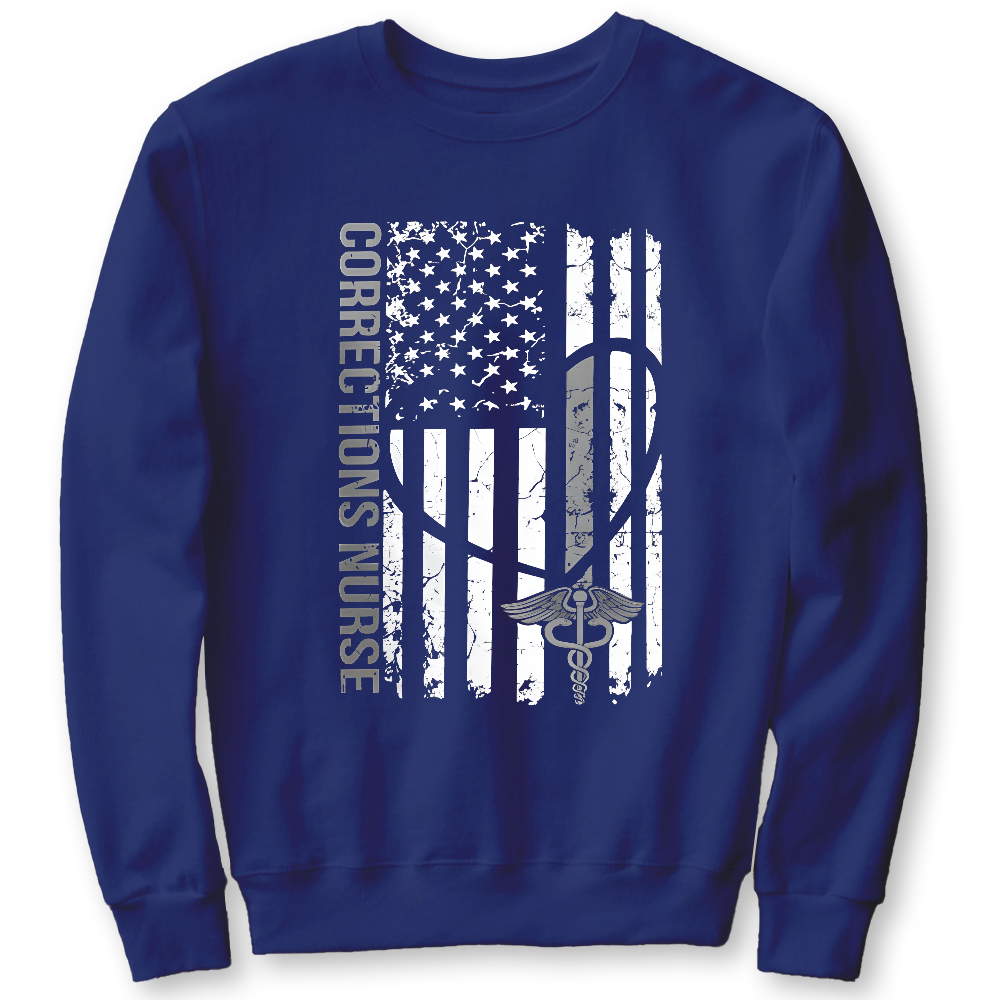 Corrections Nurse Flag Cotton Pullover Sweatshirt