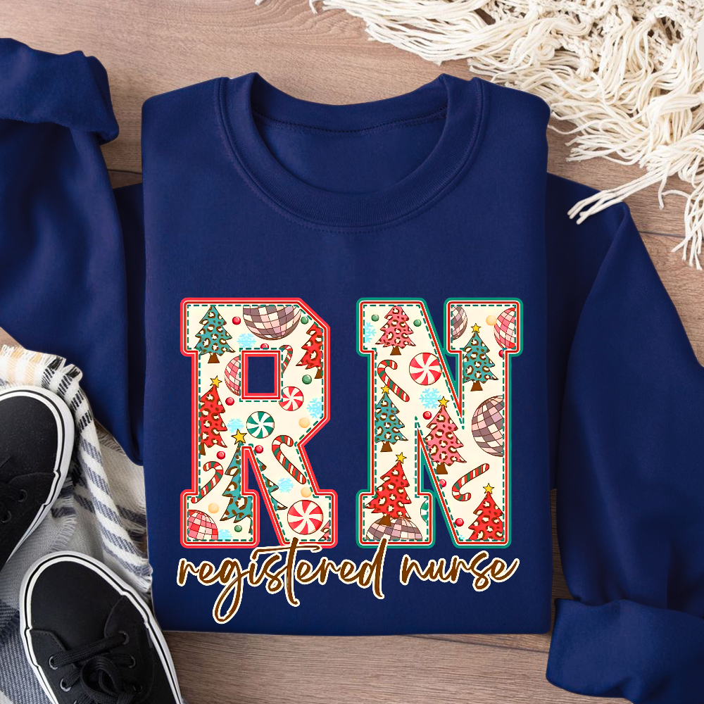 Christmas Registered Nurse Cotton Pullover Sweatshirt