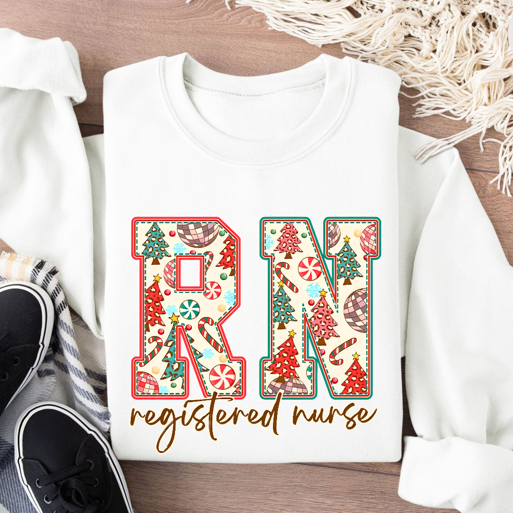 Christmas Registered Nurse Cotton Pullover Sweatshirt