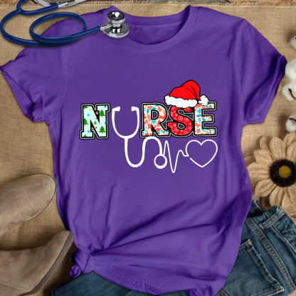 Santa's Favorite Nurse Shirt Christmas Funny Gift Cotton Nurse T-shirt