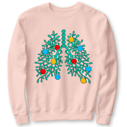 Lungs With Christmas Lights Respiratory Therapist Xmas Cotton Pullover Sweatshirt