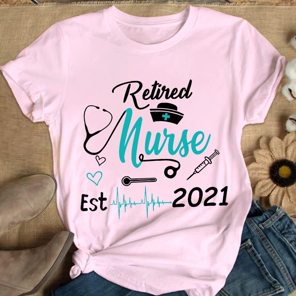 Personalized Nursing Retirement Est 2021 Cotton Nurse T-shirt