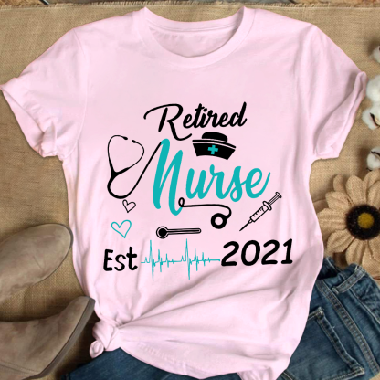 Personalized Nursing Retirement Est 2021 Cotton Nurse T-shirt
