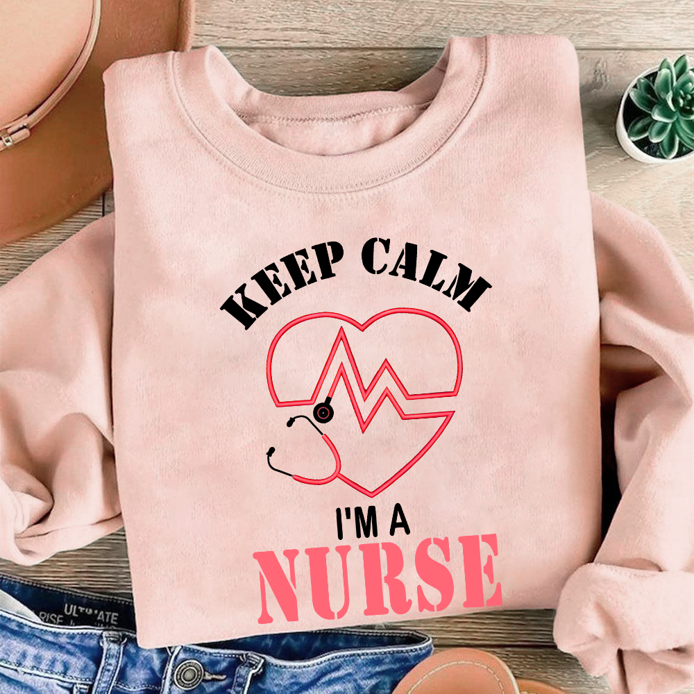 Keep Calm I‘m A Nurse Cotton Pullover Sweatshirt