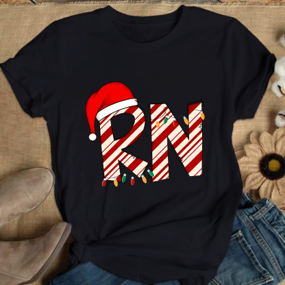 RN Registered Nurse Christmas Cotton Nurse T-shirt