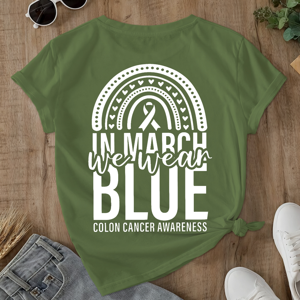 In March We Wear Blue Double-Sided Cotton Printed T-Shirt