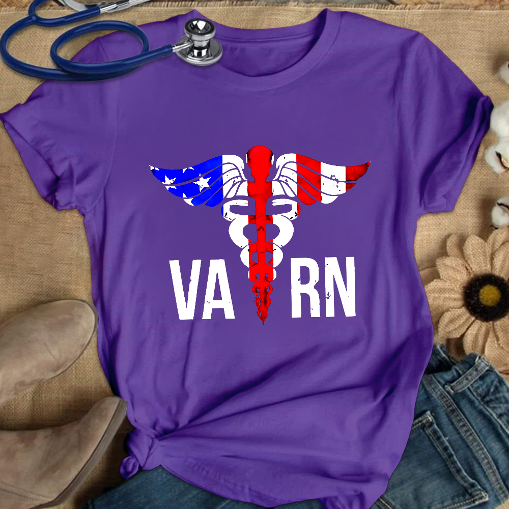VA RN Nurse Symbol Flag Cotton Nurse T-shirt