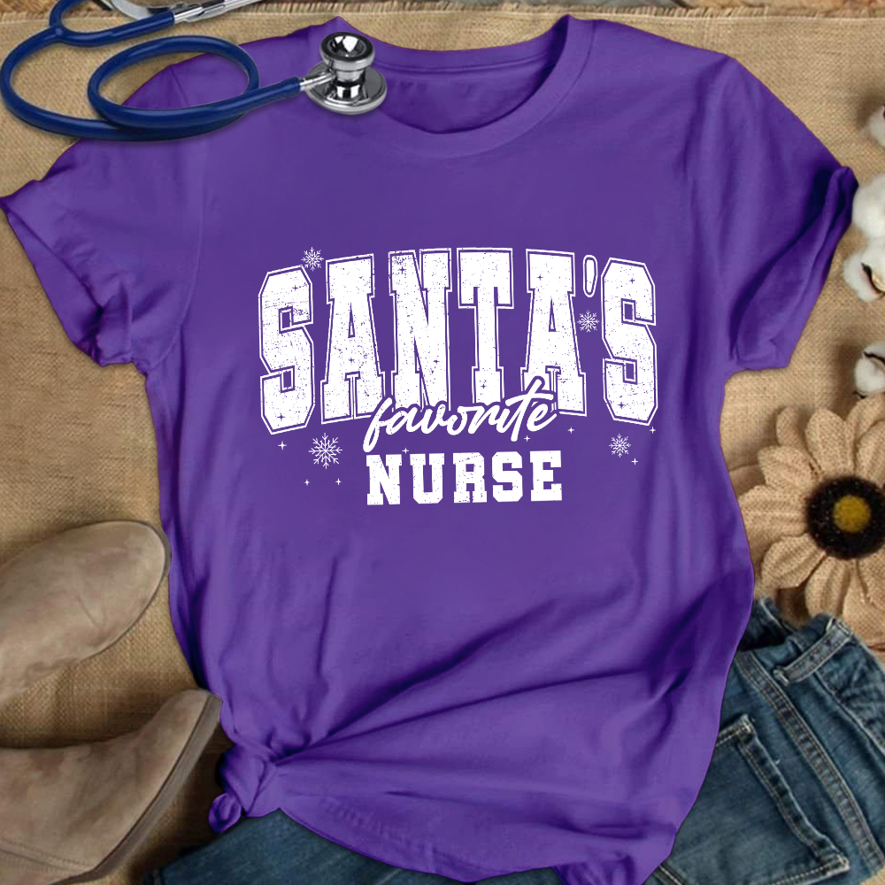 Santas's Favorite Nurse Cotton Nurse T-shirt