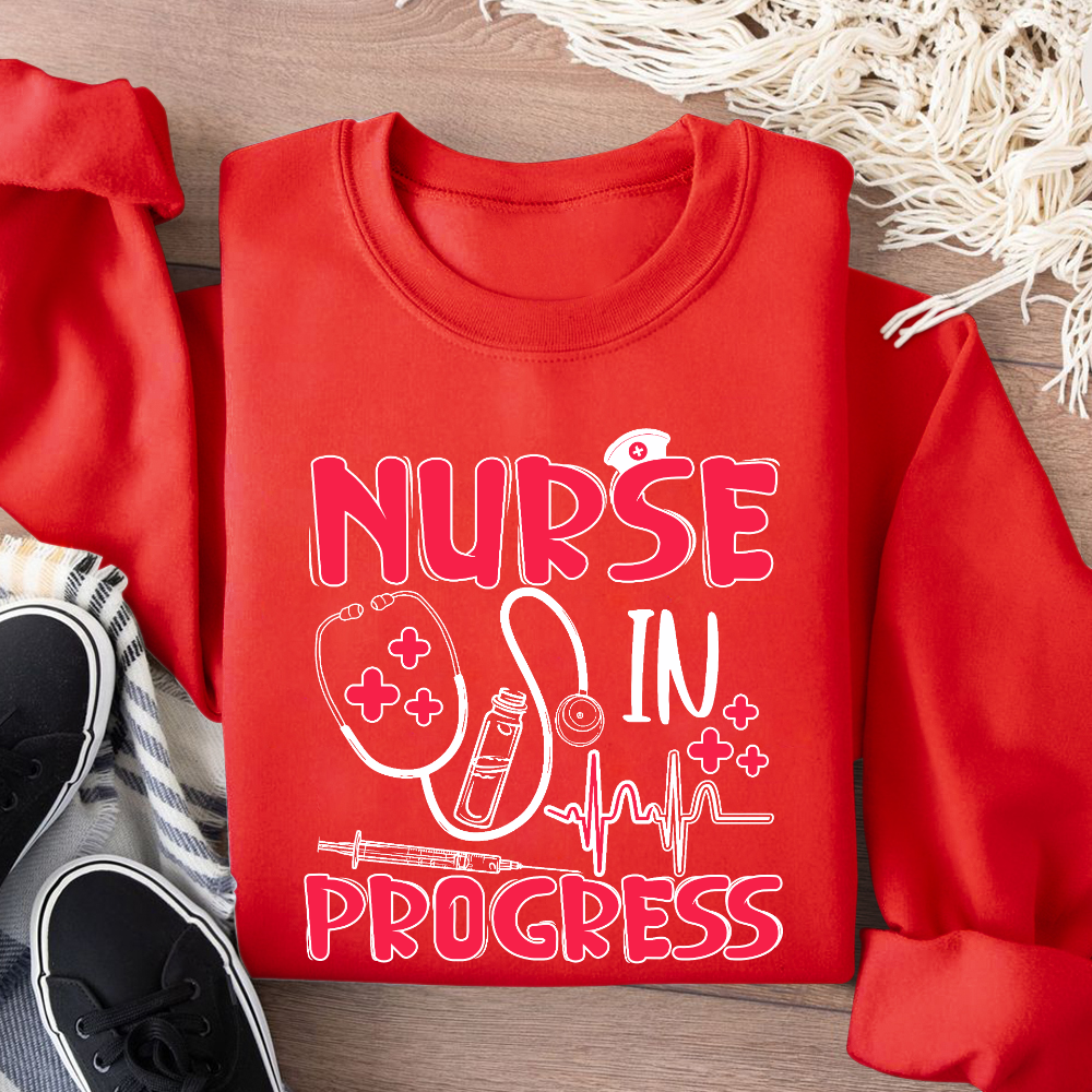 Nurse In Progress Cotton Pullover Sweatshirt
