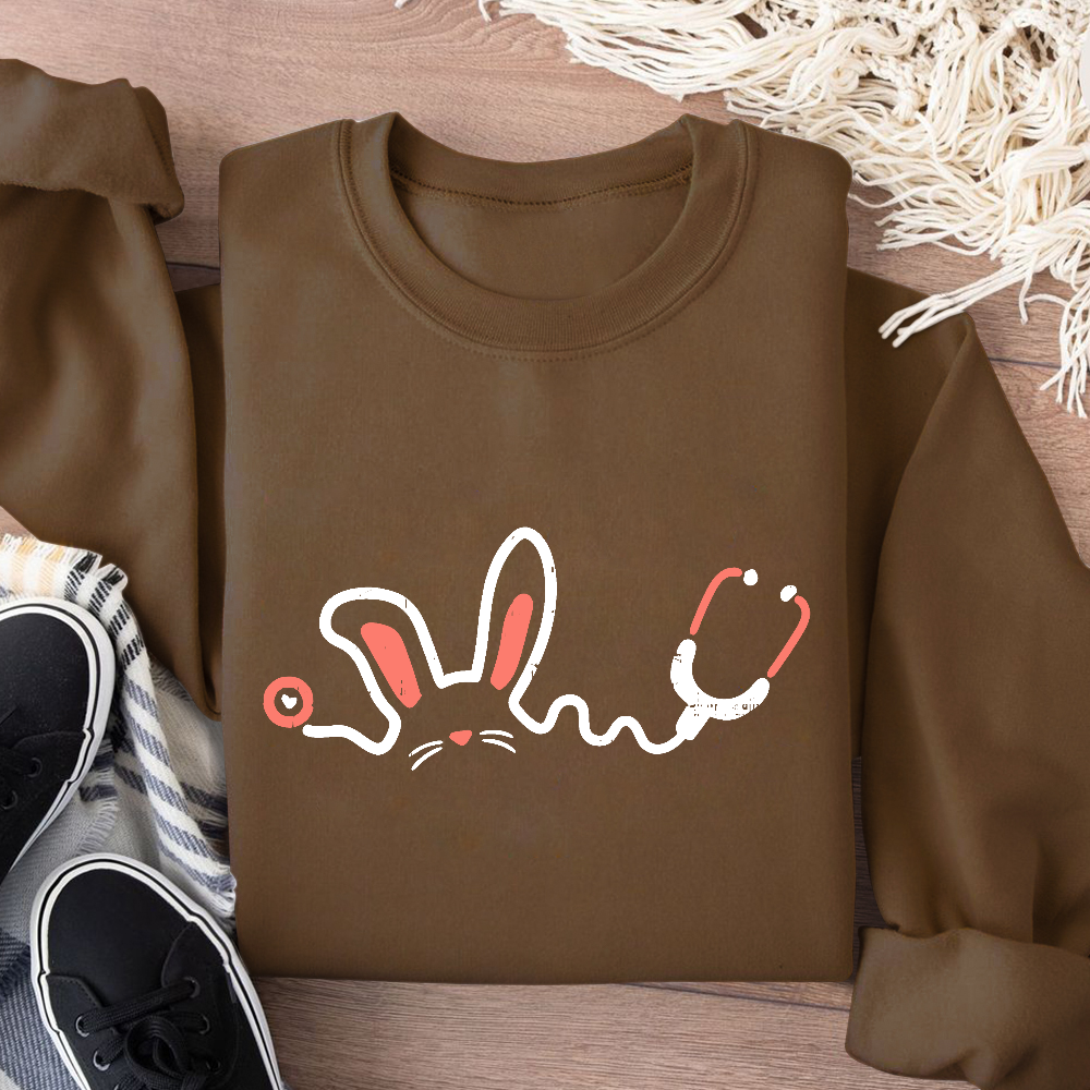 Easter Bunny Stethoscope Cotton Pullover Sweatshirt