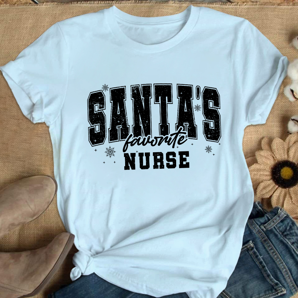 Santas's Favorite Nurse Cotton Nurse T-shirt