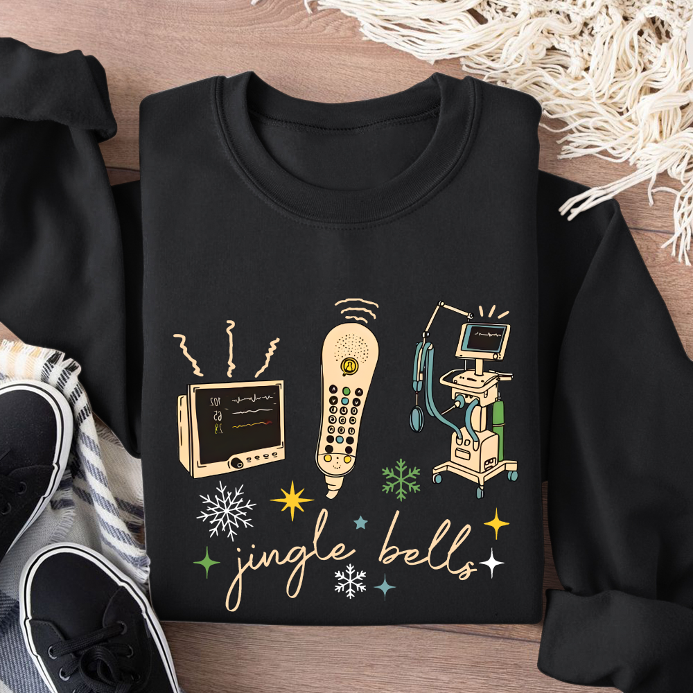 Jingle Bells ICU Nurse Xmas Cotton Pullover Sweatshirt