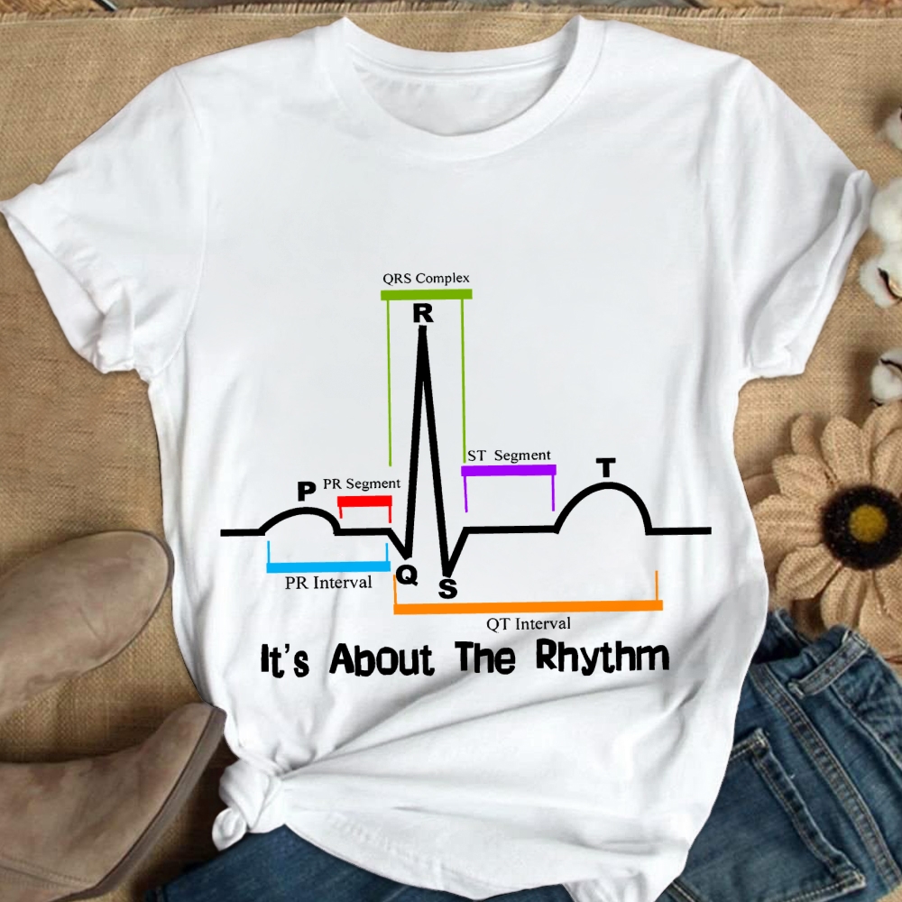 Cardiac ST Segment Rhythm Cotton Nurse T-shirt
