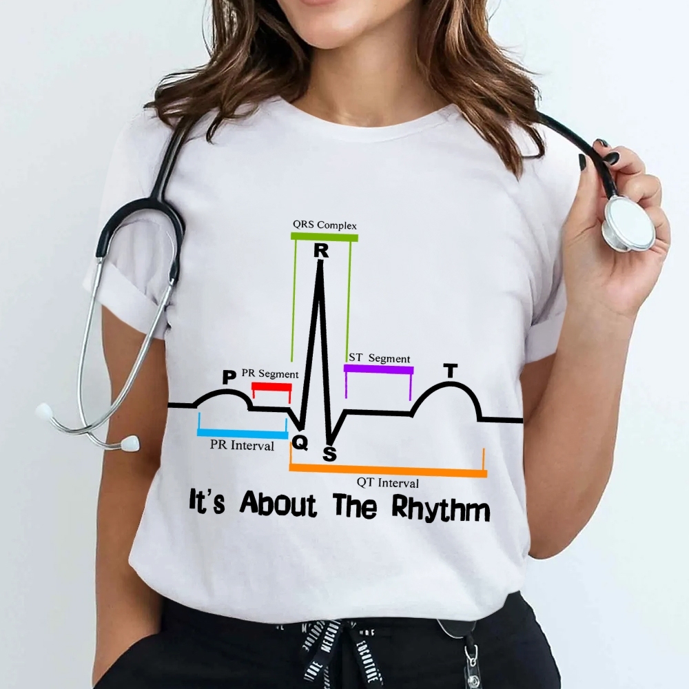 Cardiac ST Segment Rhythm Cotton Nurse T-shirt