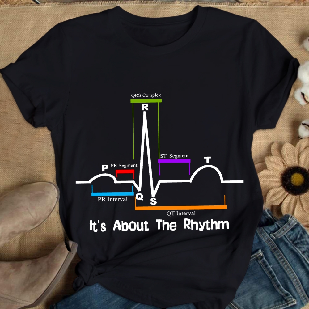 Cardiac ST Segment Rhythm Cotton Nurse T-shirt
