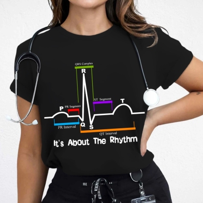 Cardiac ST Segment Rhythm Cotton Nurse T-shirt