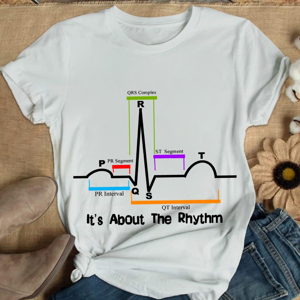 Cardiac ST Segment Rhythm Cotton Nurse T-shirt