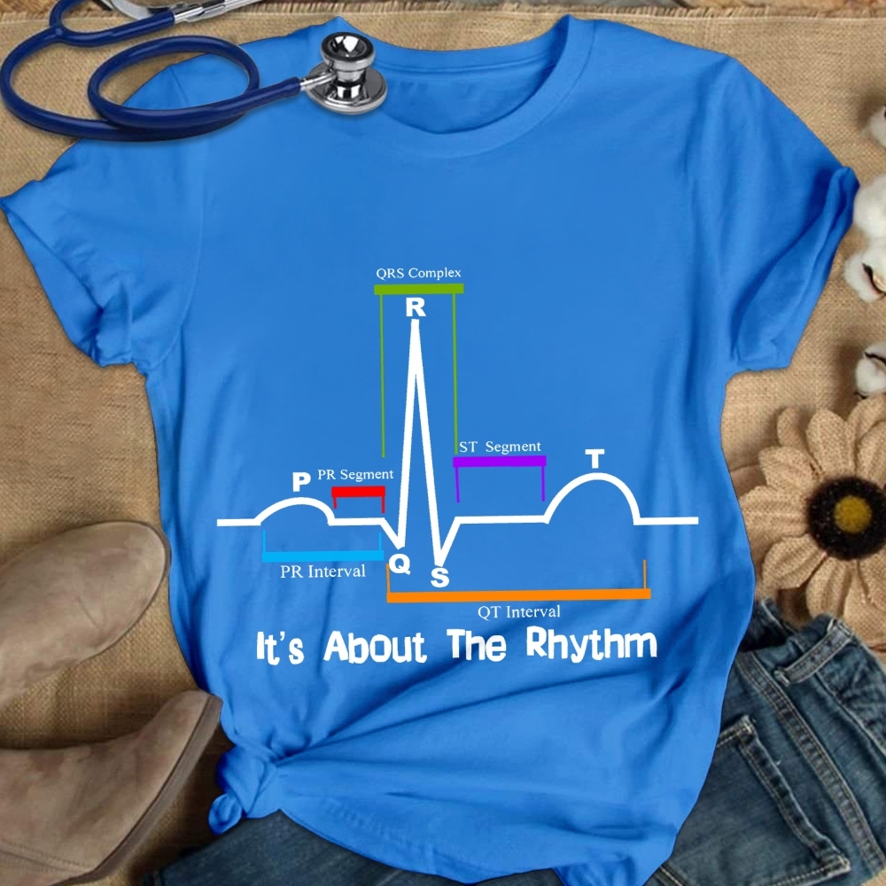 Cardiac ST Segment Rhythm Cotton Nurse T-shirt