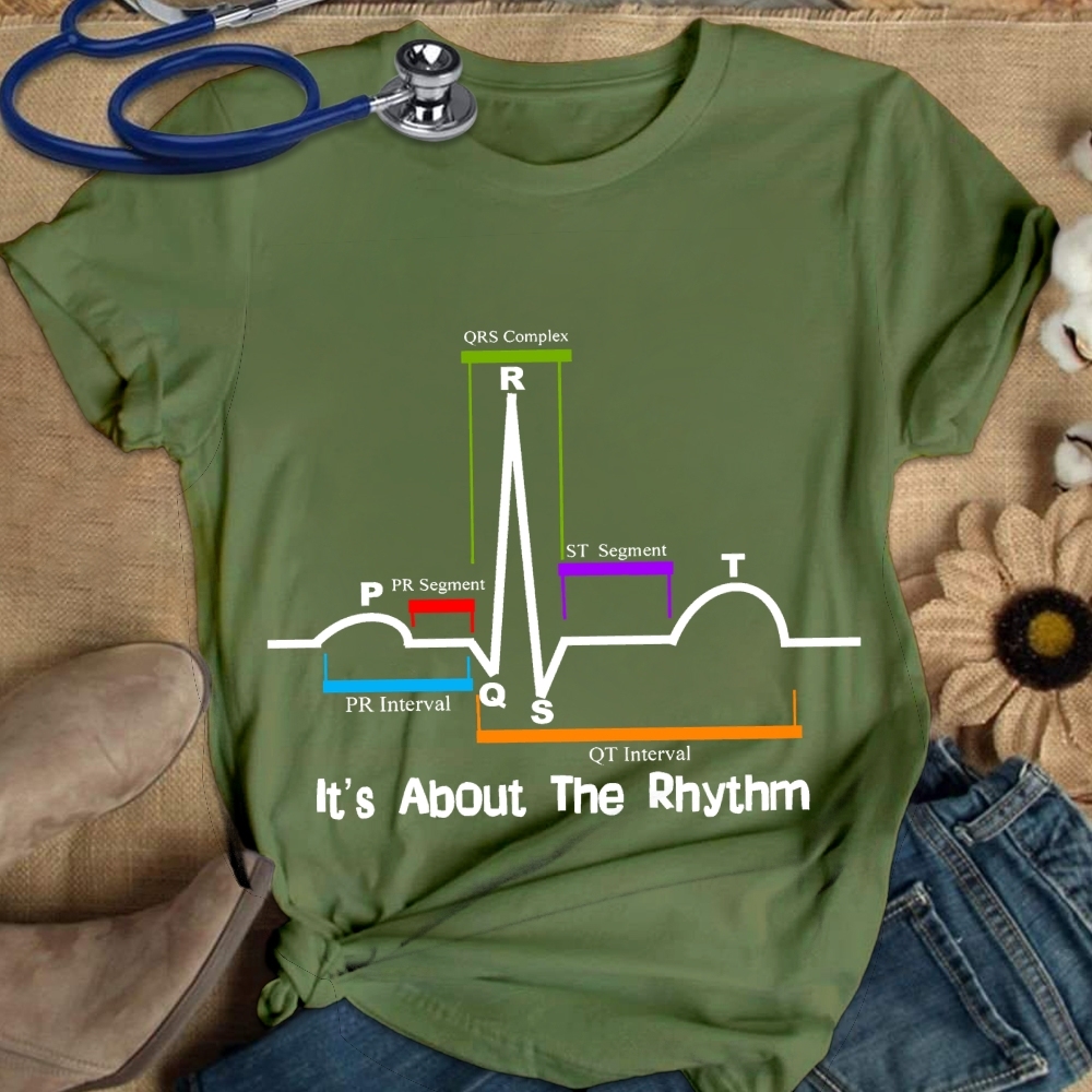 Cardiac ST Segment Rhythm Cotton Nurse T-shirt