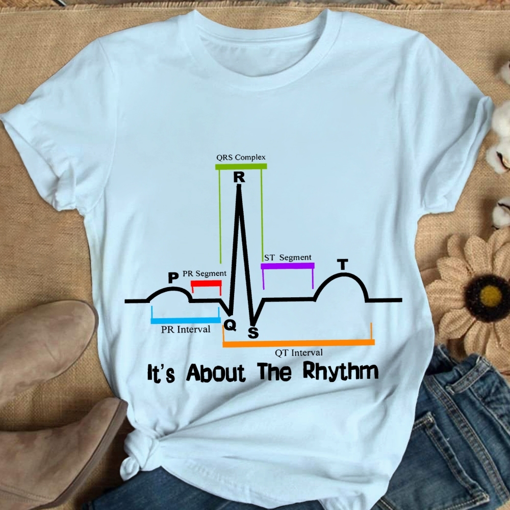 Cardiac ST Segment Rhythm Cotton Nurse T-shirt