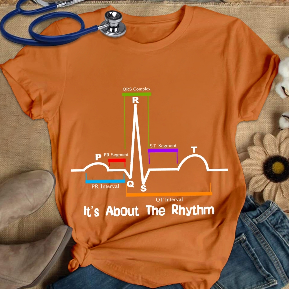 Cardiac ST Segment Rhythm Cotton Nurse T-shirt