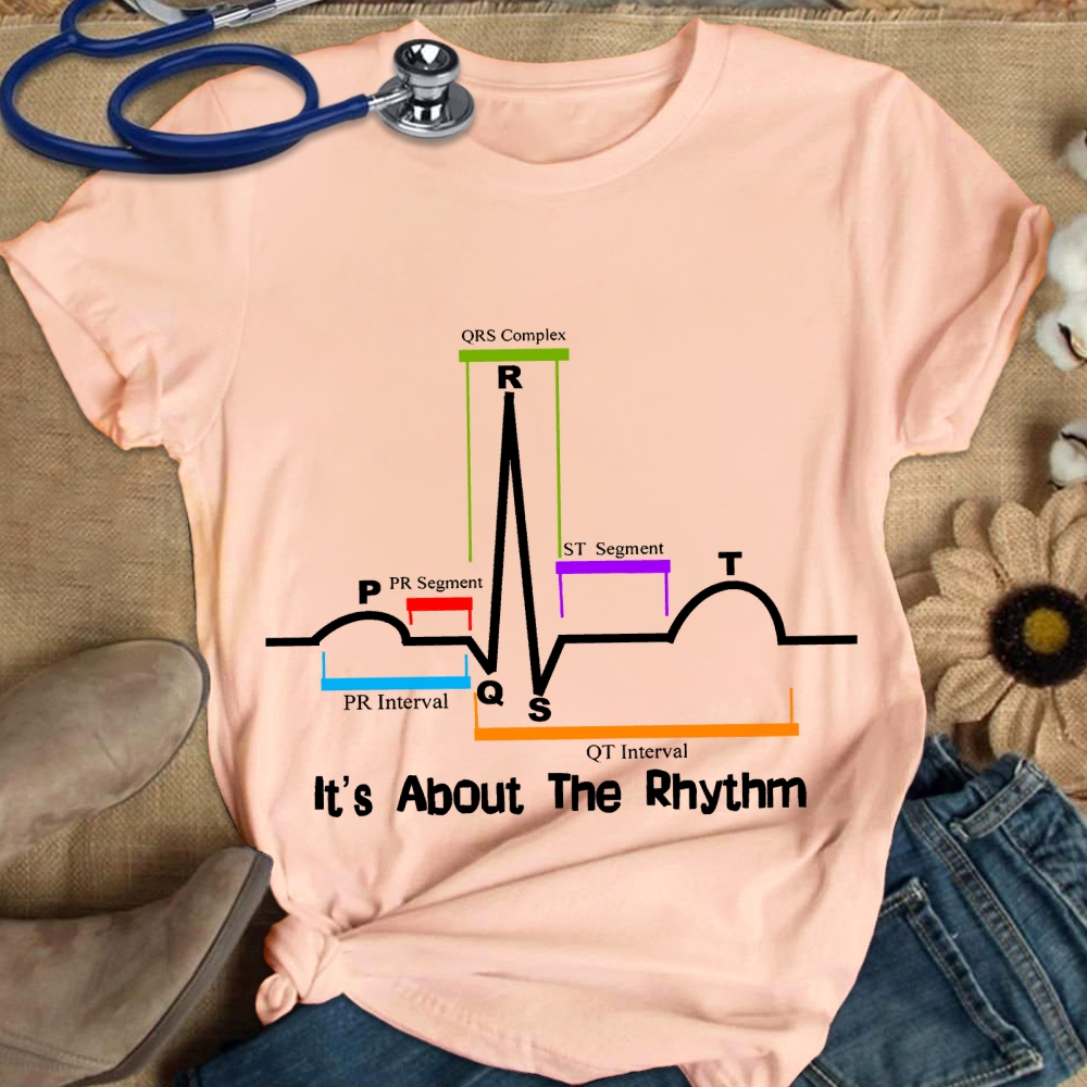 Cardiac ST Segment Rhythm Cotton Nurse T-shirt