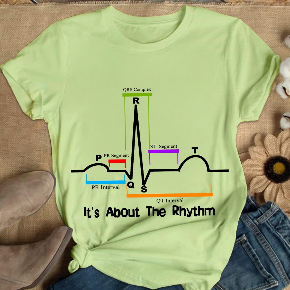 Cardiac ST Segment Rhythm Cotton Nurse T-shirt