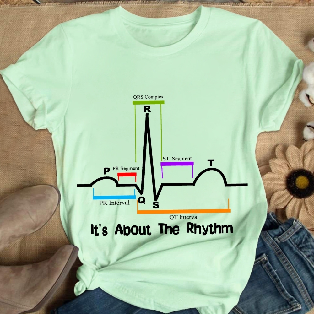 Cardiac ST Segment Rhythm Cotton Nurse T-shirt