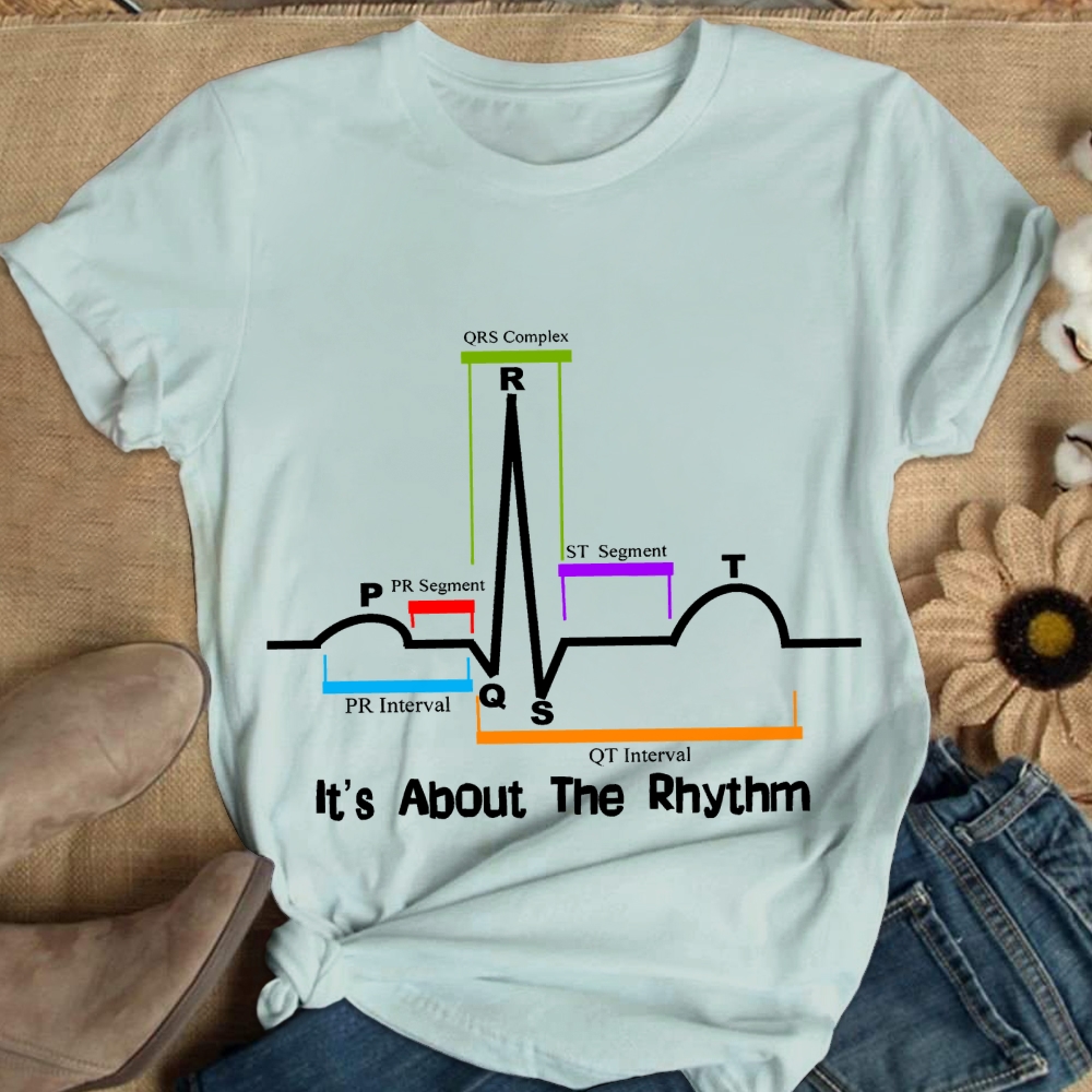 Cardiac ST Segment Rhythm Cotton Nurse T-shirt