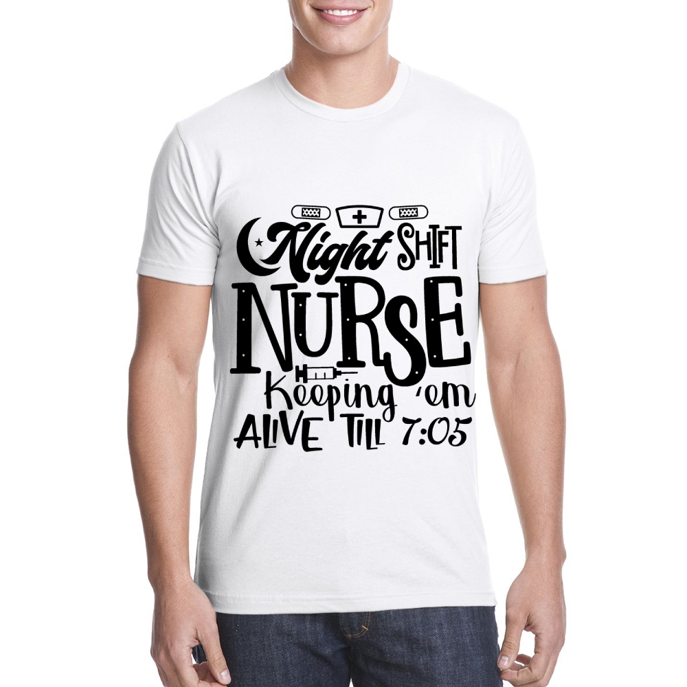 Night Shift Nurse Keeping Alive Till 7:05 Cotton Doctor T-shirt