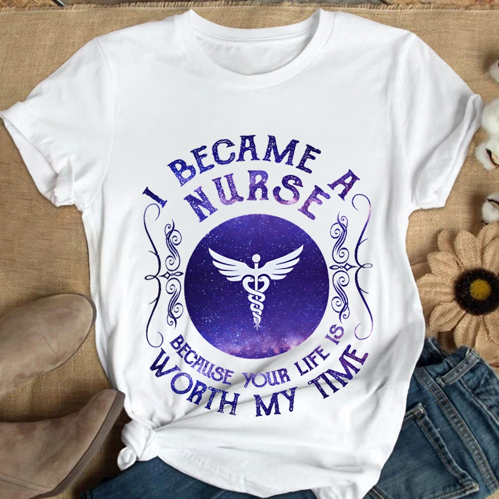 I Became A Nurse Cotton Nurse T-shirt