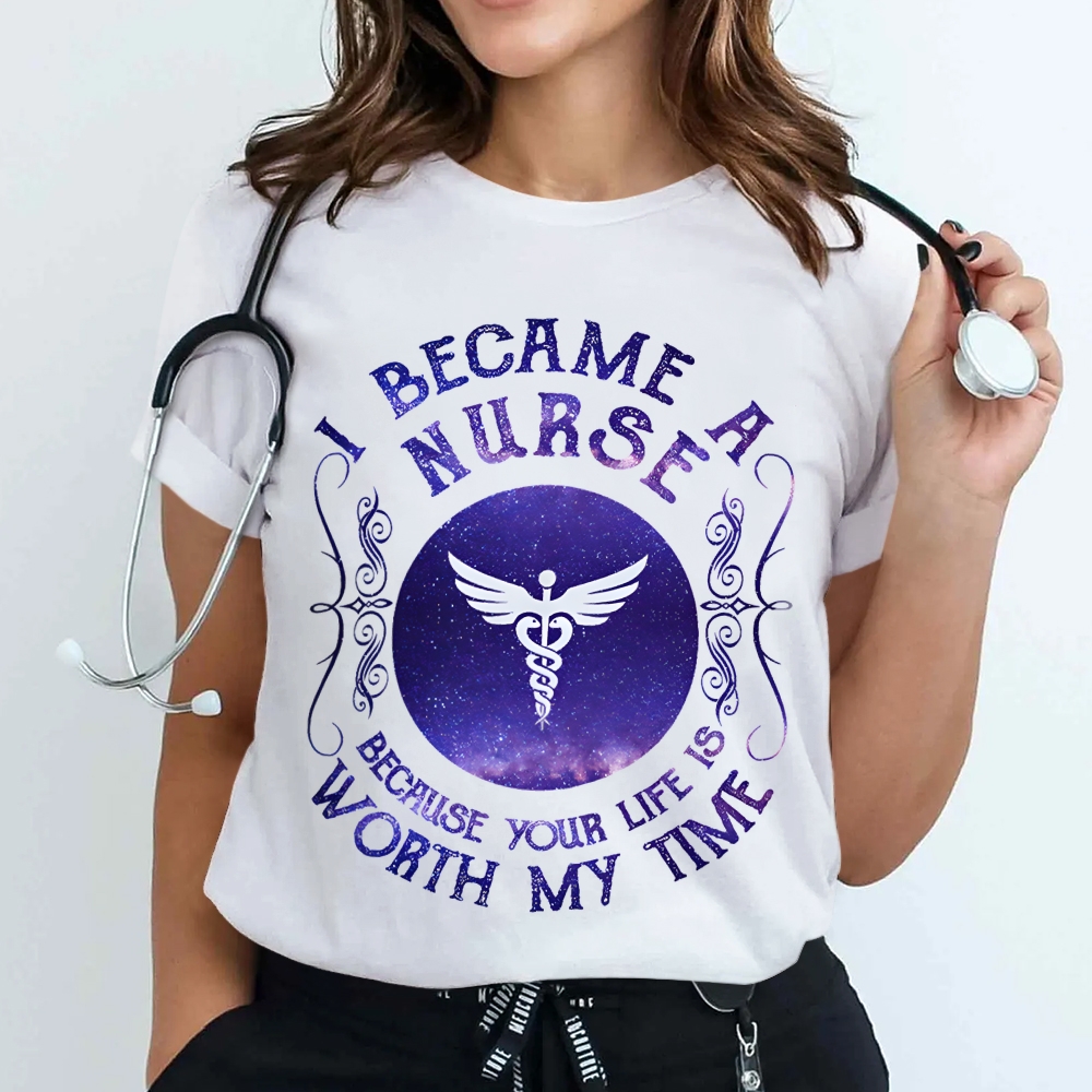 I Became A Nurse Cotton Nurse T-shirt